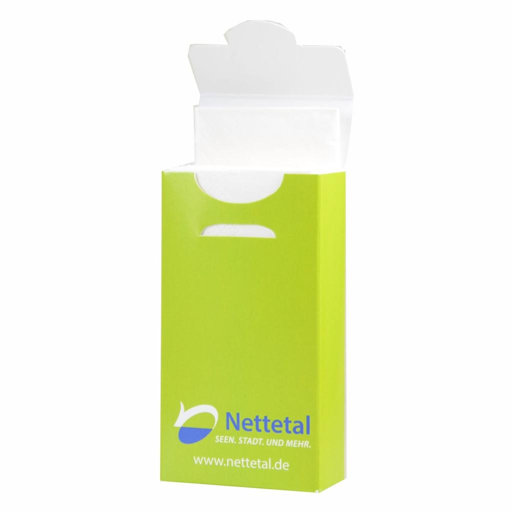 taschentuch in bedruckte kartonschachtel