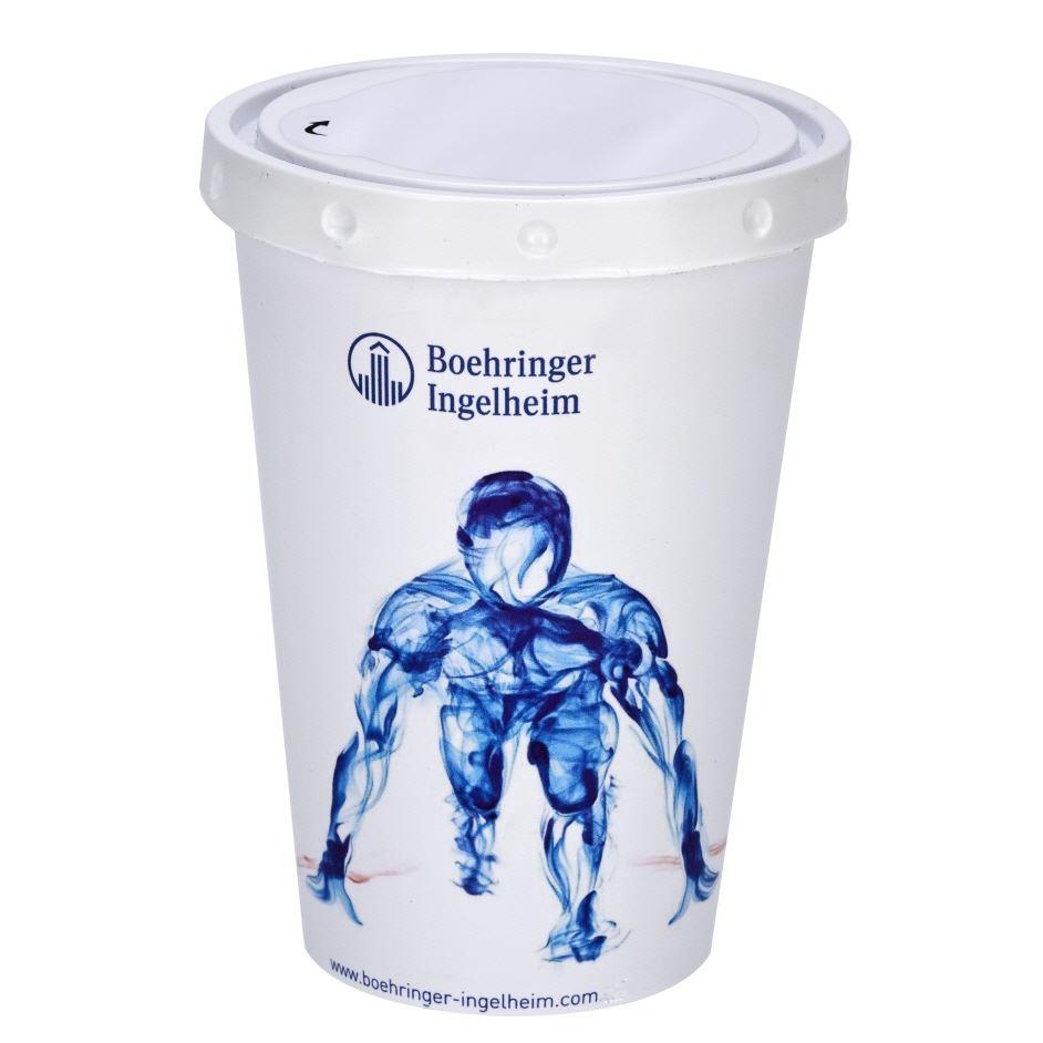 Kosemtiktücherbox in Form eines Kaffeebecher als Werbeartikel bedrucken lassen KFZ Tissue-Box Kaffeebecher bedrucken