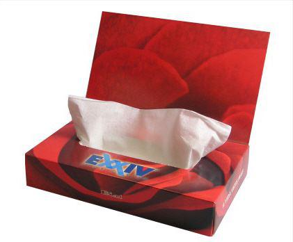 Bedruckte Tuecherboxen mit Logo als Werbeartikel Tissue-Box wie Kleenex mit Klappe als Werbemittel bedrucken